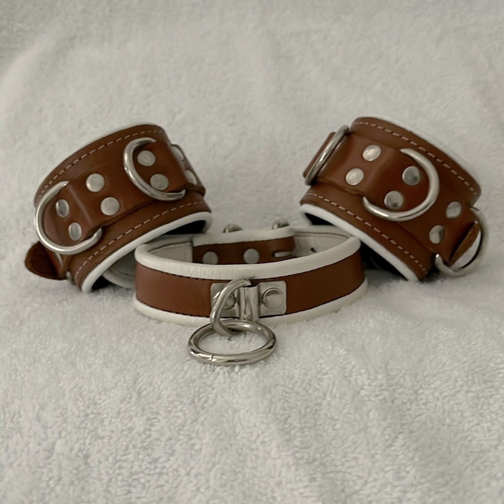 Leather Pirate Cuffs and Collar
